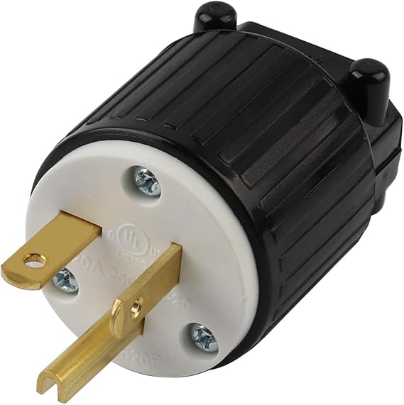 USA 3Prong Male AC Plug, UL Nema 620P 3 Pole Straight DIY Rewirable