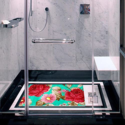 Tapis de bain antidérapant rétro rouge 40x70 cm pour douche - 7