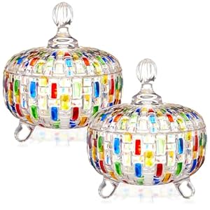 Teenyyou YIT2095 Bunte Glas-Bonbonservierer 2er-Set