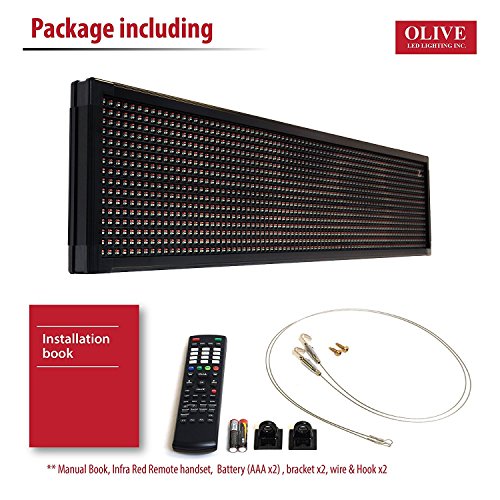 OLIVE LED Sign 3Color RGY, P20, 15"x66" IR Programmable Scrolling Outdoor Message Display Signs EMC - Industrial Grade Business Ad Machine. - Thumbnail 2