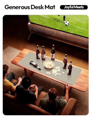 Image of YSAGi Leather Desk Pad Protector, Office Desk Mat, Large Mouse Pad, Non-Slip PU Leather Desk Blotter, Laptop Desk Pad, Waterproof Desk Writing Pad for Office and Home (Olive Beige, 23.6 inch x 13.8 inch)