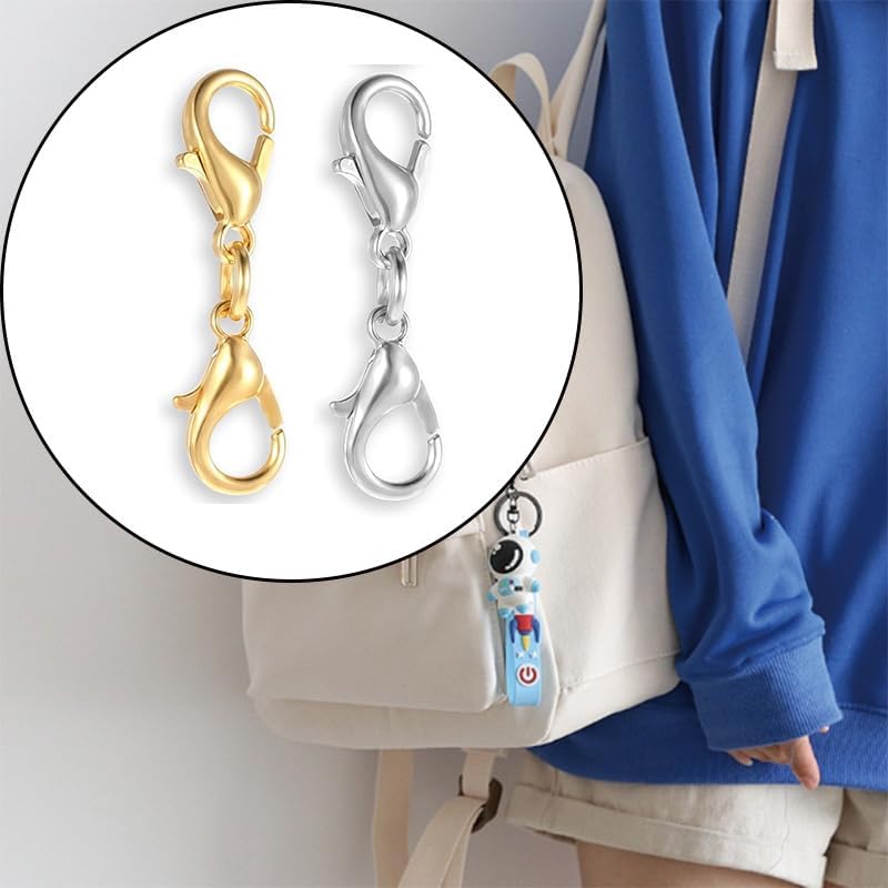 50 Pcs Double Lobster Claw Clasps Necklace Chain Extenders and Bracelet Connectors for DIY Jewelry Making(Silver and Gold) - Image 3