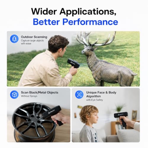 Image of Creality Otter Lite Basic 3D Scanner, 0.05mm Accuracy, 30fps Speed, Quad-Camera for Objects 0.8 inch-78 inch, Full Color Scan, No Spray for Dark /Metal Surfaces, Eye-Safe Infrared, Wi-Fi 6 Supported