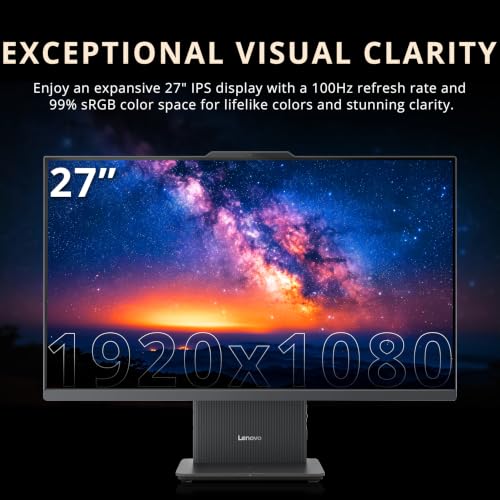 Image of Lenovo 27 inch FHD All-in-One Desktop, Intel 8-core i5-13420H up to 4.6GHz, 16GB DDR5, 2TB Storage (1TB SSD+1TB Docking Station), Intel UHD Graphics, Wi-Fi 6, Wireless Keyboard & Mouse, Win 11, Grey