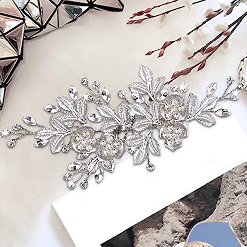 Crownguide — Pente de cabelo para noivas dourado com strass feito à mão com grampo de flor para casa