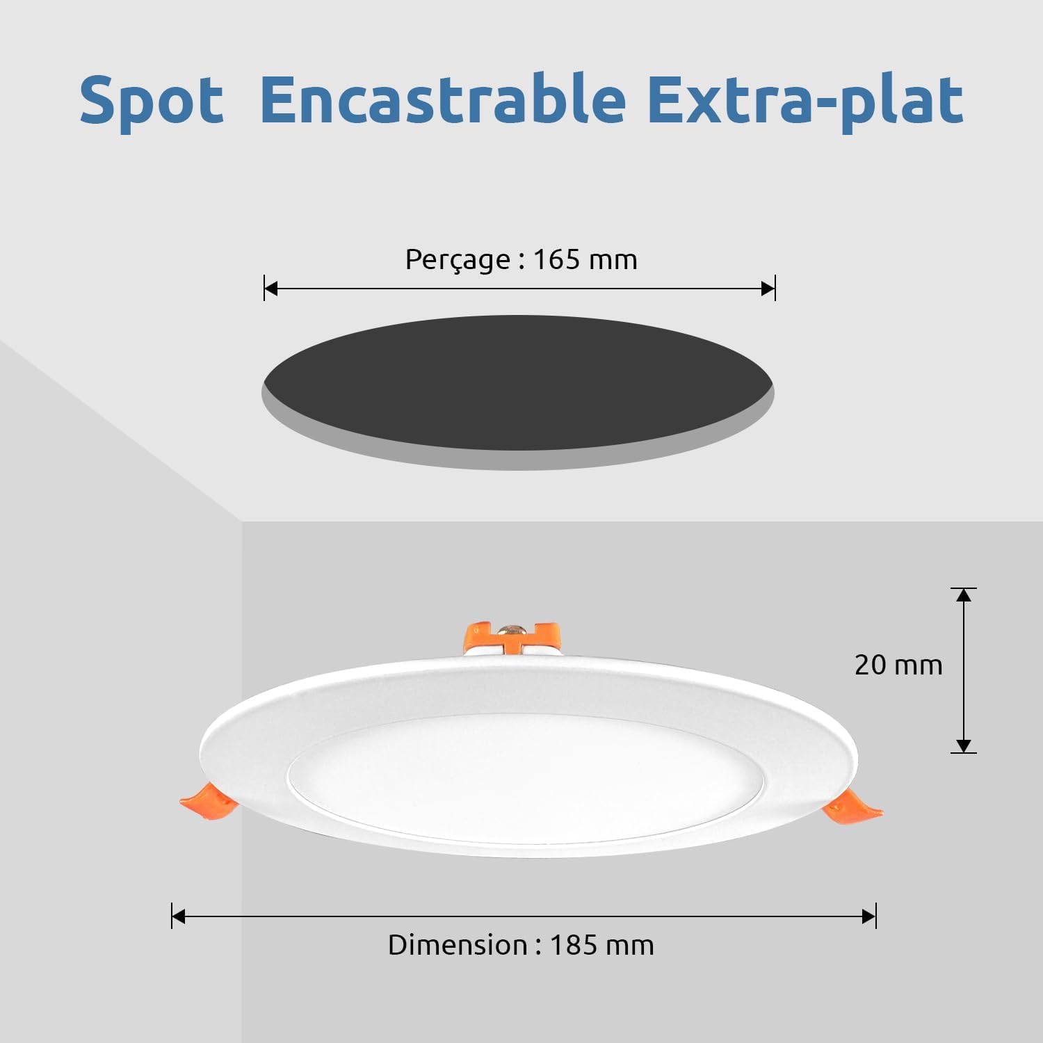 Europalamp - Spot Encastrable LED 15W Rond Extra-Plat Blanc (4000K - Blanc neutre, 10)
