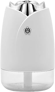 YIYINGSI Humidificateurs,230Ml Mini Rose Air Humidificateur Portable Ultrasonic USB Aroma Essential Oil Diffuseur Cool Mist avec Lampe De Nuit LED, Décor Blanc pour La Maison