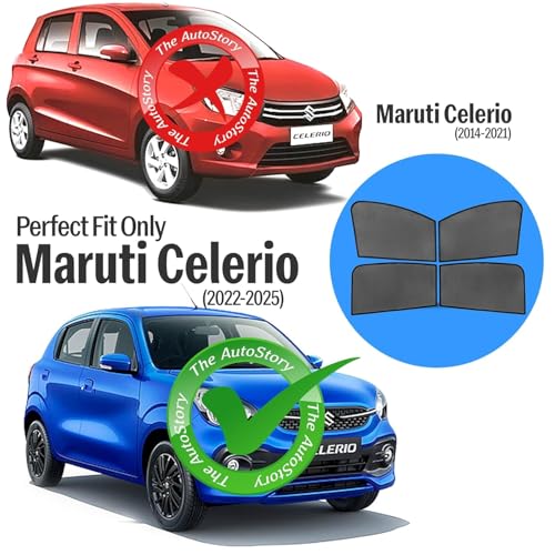 Image of Autostory Custom Fit Black Mesh Car Sunshade for Celerio 2022-2025 | UV & Heat Protection Car Window Curtains | Privacy Car Sun Shade | Breathable Vehicle Specific Side Window Shades