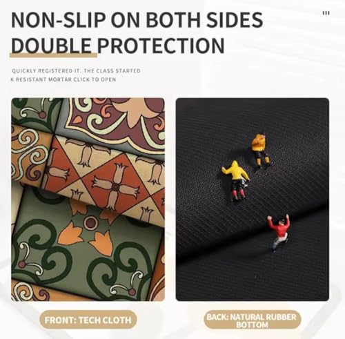 Image of JB'S LAND Kitchen Mats for Floor Anti Slip Set of 2 Pcs, Waterproof Anti-Slip Kitchen Runner Rugs with Printed Tile Design & Rubber Base, Cooking & Laundry (120x40 cm + 60x40 cm)