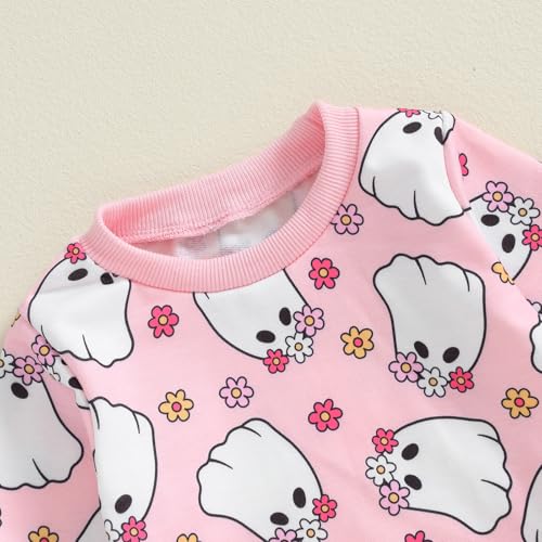 Toddler Baby Girl Halloween Outfit Long Sleeve Cute Print Sweatshirt Shirt Tops + Pants Fall Winter Clothes Set3
