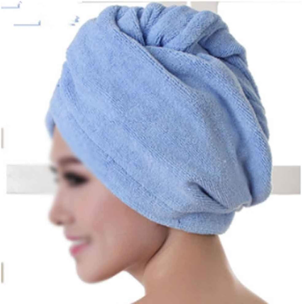 Women Bathroom Super Absorbent Quick-Drying Thicker Microfiber Bath Towel Hair Dry Cap Salon(Blue)