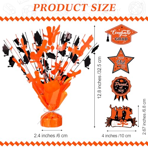 Image of Tatuo 4 Pcs 2026 Graduation Table Centerpieces Party Decoration of Gleam Glitter Foil Graduate Centerpieces for Grad Party Supplies(Orange)