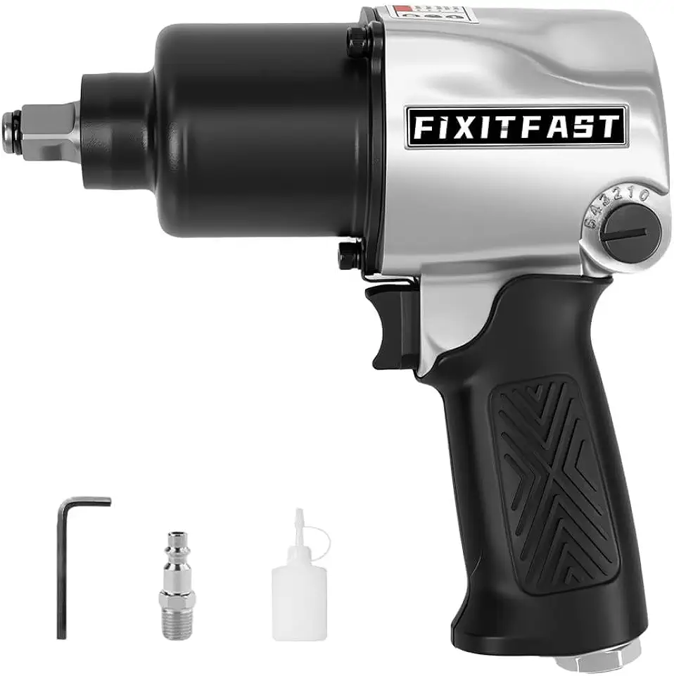 Chave de Impacto Pneumática 1/2", Martelo Duplo, 680 Nm de Torque, 7000 RPM, Leve e Durável para Reparo Automotivo e Montagem Industrial, para Mecânicos e Profissionais