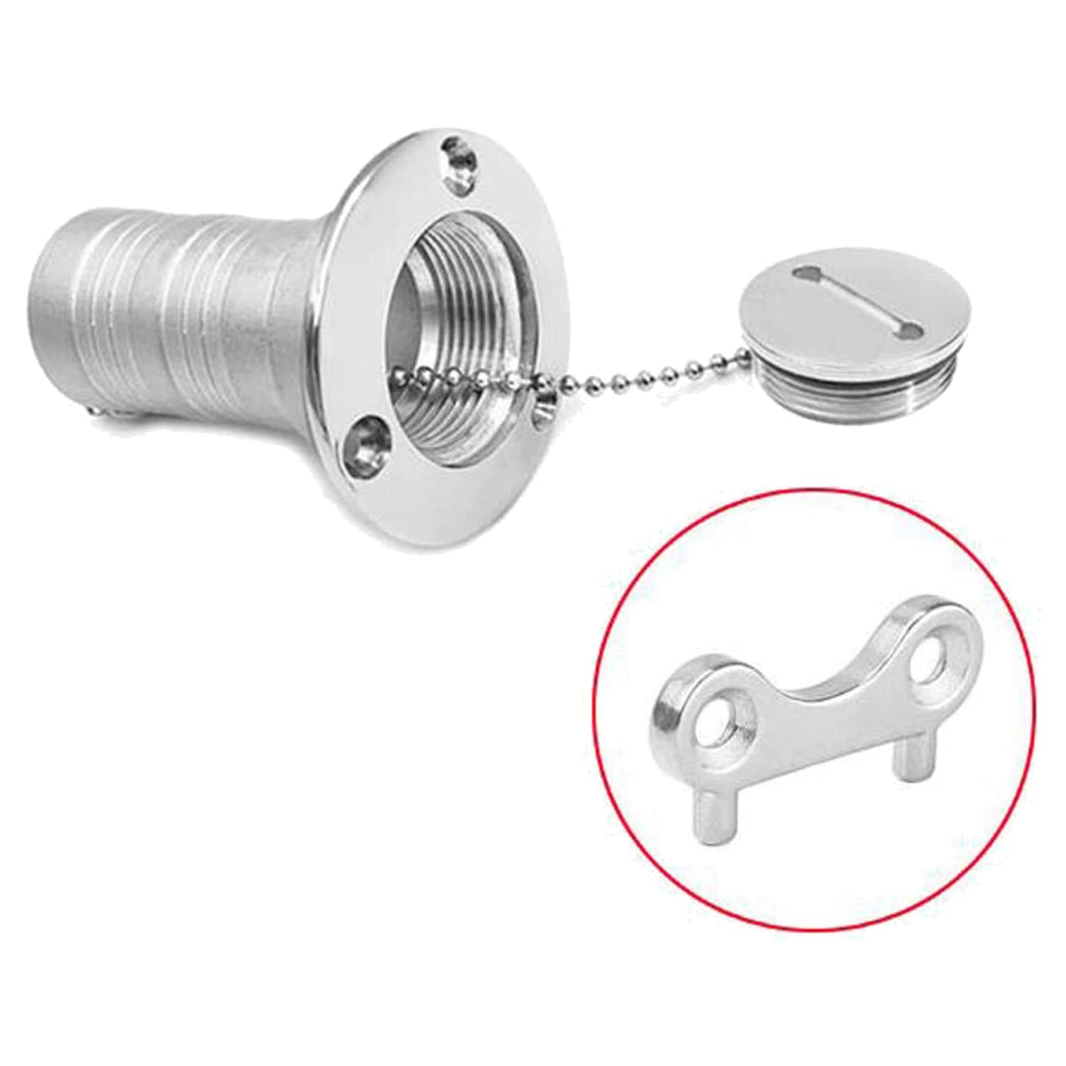 Kqcibz 2 PCS Marine Boat Gas Cap Key Stainless Steel Gas Water Fuel Tank Fill Filler Tool Marine Yacht Boat Accessories, silver
