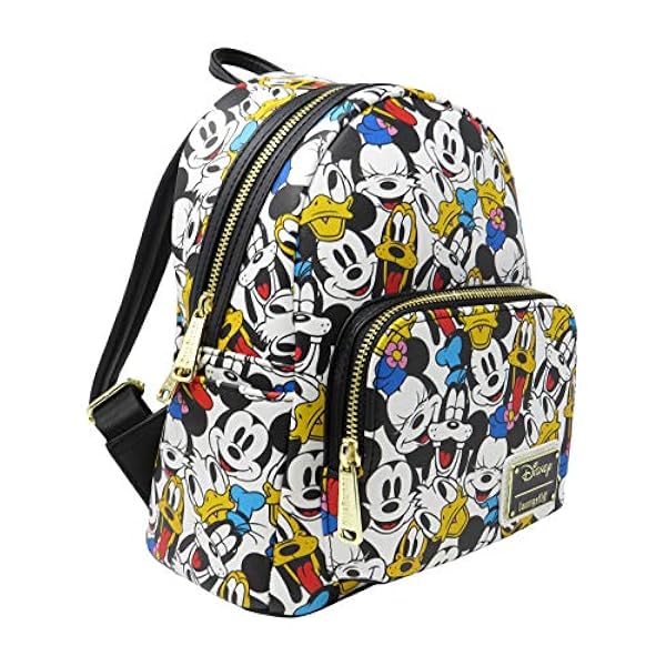Loungefly Disney The Fab 5 Mickey Minnie Allover Print Double Strap Shoulder Bag Purse