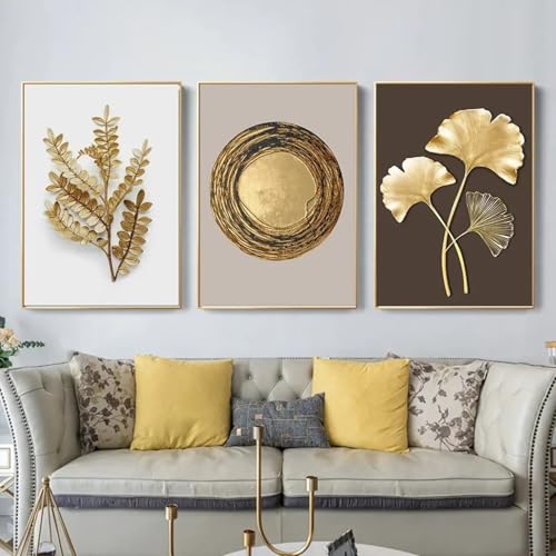 Art mural abstrait feuille d'or pour raviver un mur blanc de salon 20x30cm