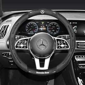 fCar – Funda para volante de fibra de carbono de alta calidad, antideslizante, transpirable, accesorios de moda con logotipo del automóvil, accesorios para Be (nuevo-negro-Ben)