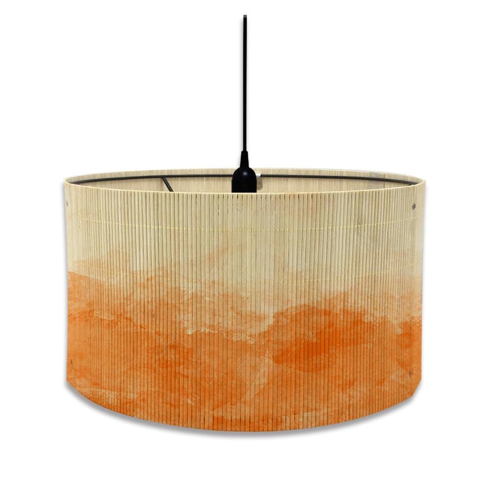 Morbuy Watercolor Gradient Print Drum Lampshade - Bamboo Ceiling Shade for Table, Wall, Bedside and Floor Lamps - Hotel Home Decorative Pendant Light (Orange)
