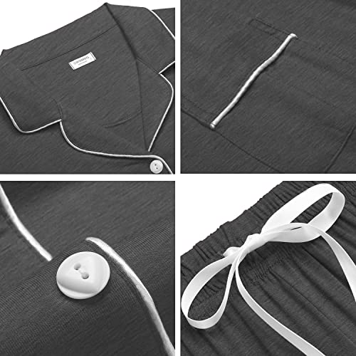 Image of SWOMOG Womens Button Down Pajamas Set Short Sleeve Sleepwear Bride Soft Pj Lounge Sets XS-3XL