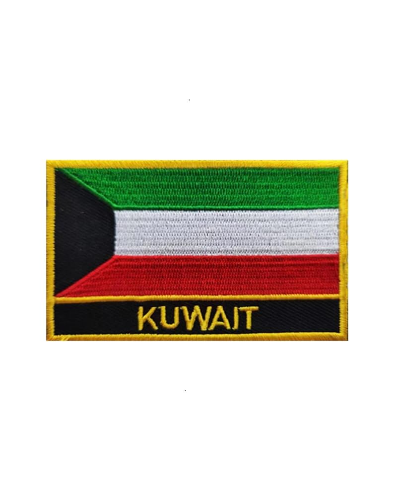 1 PCS Kuwait Flag Patches Iron On or Sew On Embroidered Tactical Military National Kuwait Patch