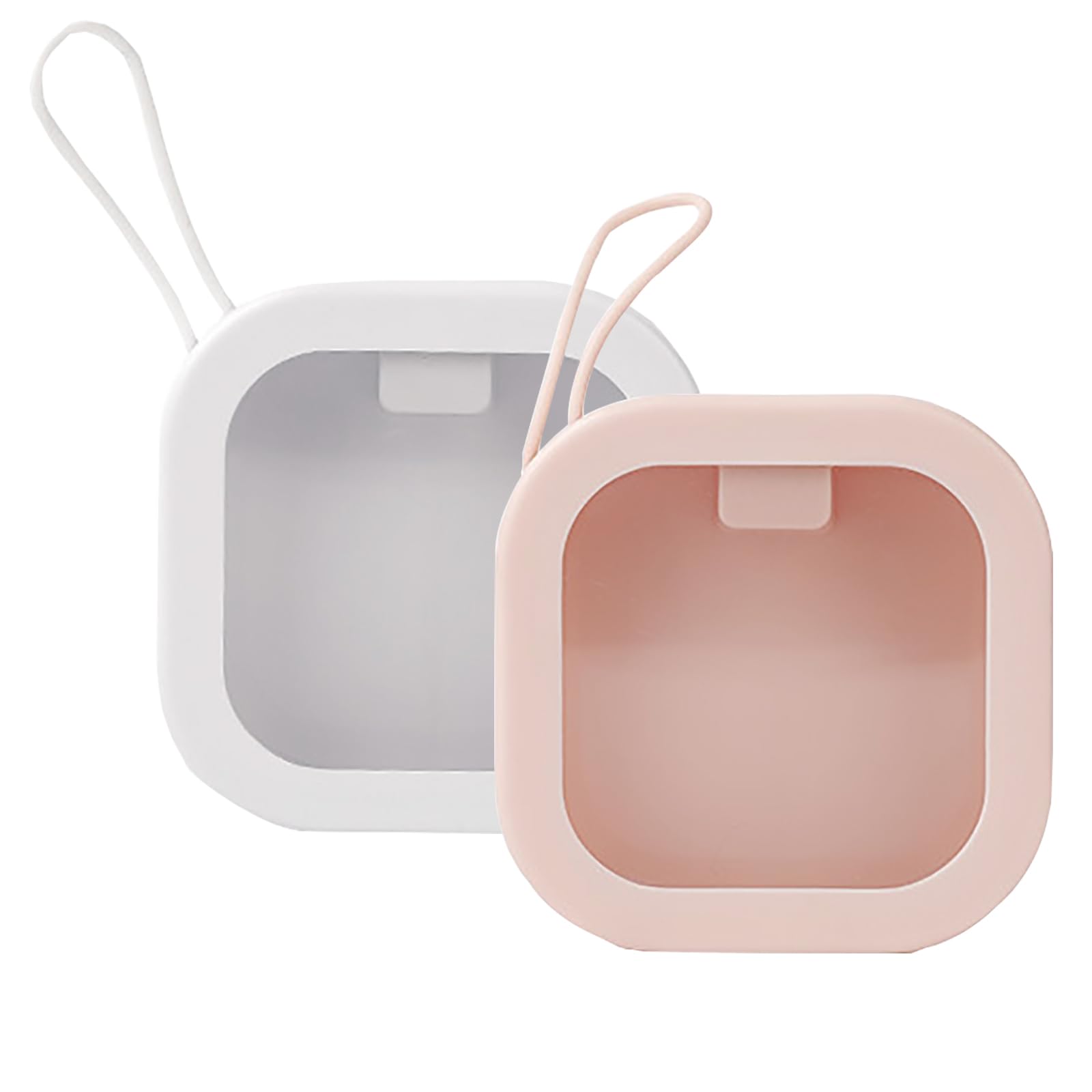 Swicado2pcs Hair Tie Organizer Travel Qtips Cotton Pad Holder Hair Tie Container Travel Portable Organized Box Bathroom Organizer (Pink and White)