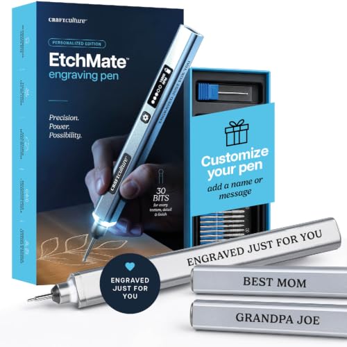 Image of EtchMate Engraving Pen for Metal, Wood, Glass, Plastic & All Materials | Cool Birthday Gift Ideas - Engraver Pen Tool - Teen Boy Gifts - Unique Gifts for Women, Teenage Girl - Craft Kits for Adults