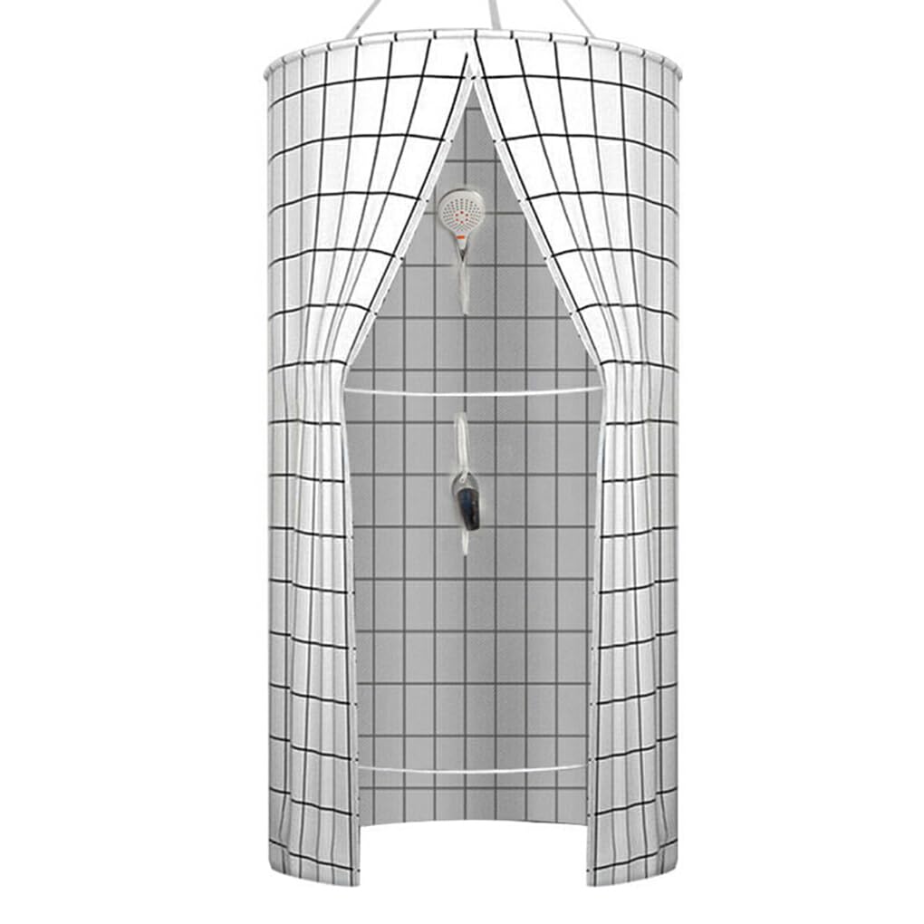 Cortina de Ducha Plegable y almacena en Segundos para el hogar, baño, Cortinas de Ducha de poliéster para baño, Ducha, Blanco