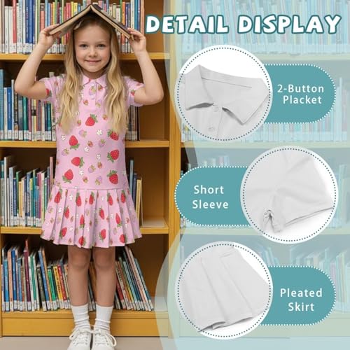 Girls Casual Athletic Dress Short Sleeve Pleated Tennis Outfits for Kids School Activewear 6