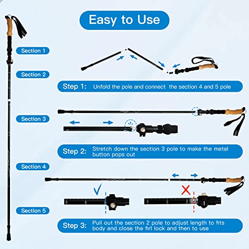 Image of Night Cat Trekking Poles Hiking - Walking Sticks 2 Packs Aluminum 7075 Lightweight Foldable Collapsible Adjustable Extendable Backpacking Mountaineering Climbing