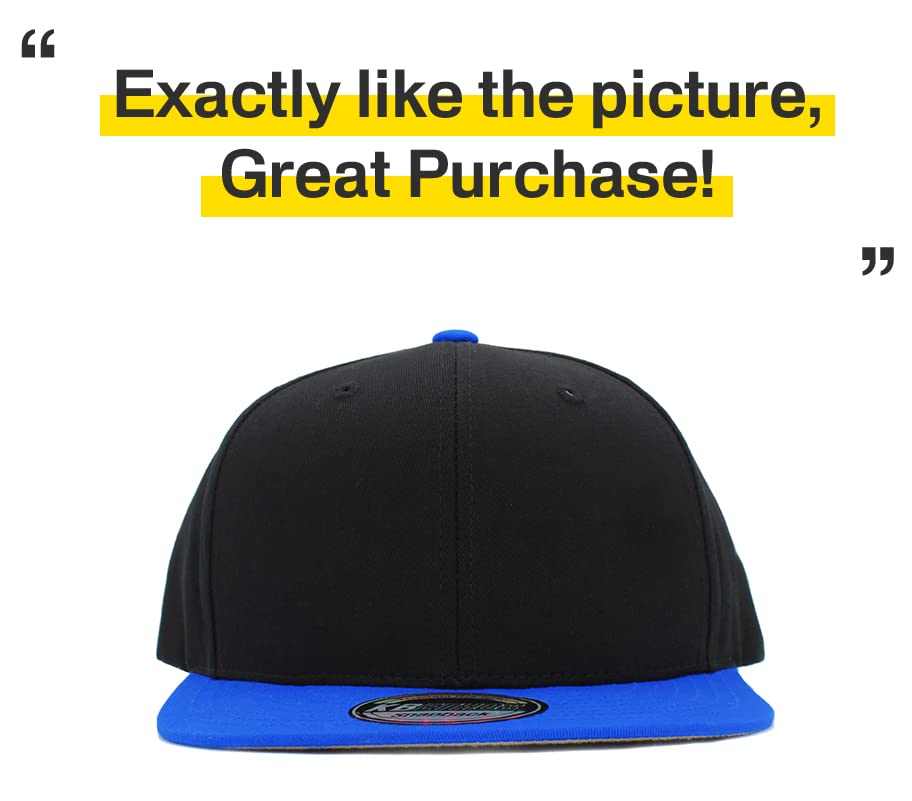 Image of KBETHOS Classic Snapback Hat Blank Cap Underbrim Cotton Wool Blend Flat Visor Adjustable Unisex