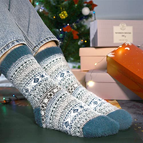 Image of SISOSOCK 5 Pairs Fuzzy Soft Cozy Comfortable Socks for Women, Casual Sleep Comfy Socks, Perfect Warm Winter Gifts for Women