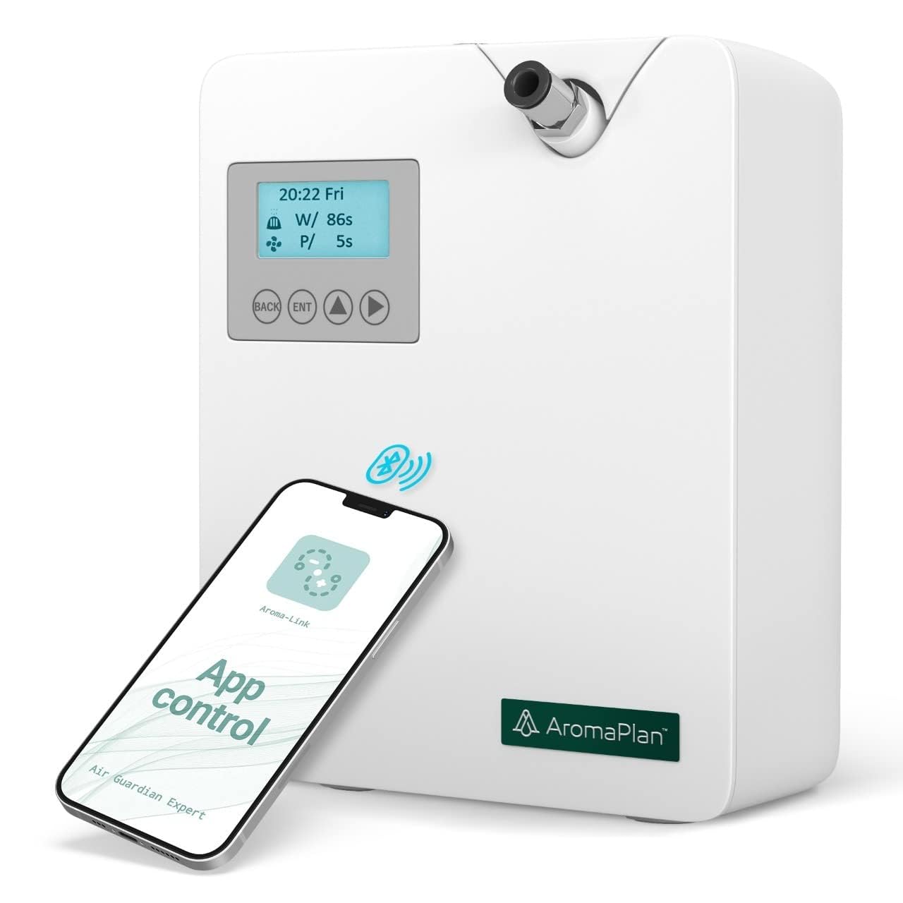 Diffusore di oli essenziali senza acqua, 2025 nuovo diffusore di aromaterapia Bluetooth e WiFi, diffusore professionale senza acqua per grandi stanze, uffici e spa (bianco)