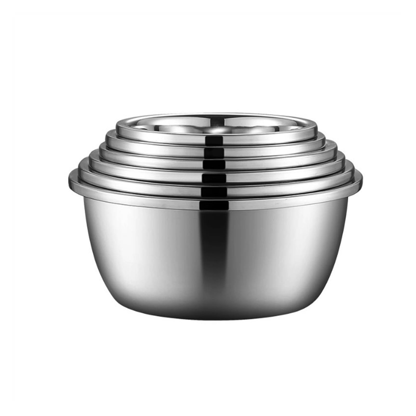 CambOs Serving Trays Mixing Bowls Pots Pans Stainless Steel Salad Bowls 6 Piece Set Cooking Baking Nesting Storage Bowls Soup Bowls Diameter 24-34cm