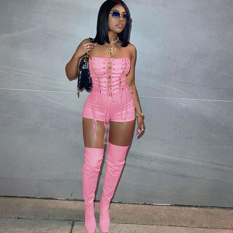 Yanfoam Sexy Mesh Short Jumpsuits for Women Summer Sleeveless Bodycon Party Club Romper - Image 2