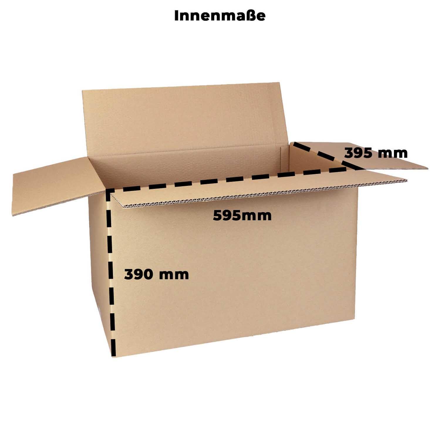 smiley pack 160 Stück Karton 600 x 400 x 400 mm 2-wellig | Stabiler, belastbarer Faltkarton & Versandschachtel – Paket, Pappkiste für DHL, DPD, GLS, Hermes, UPS