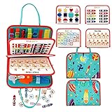 【Desarrolle habilidades básicas para la vida】 La Busy Board Juguete adopta la educación Montessori basada en actividades autónomas, aprendizaje práctico y juegos colaborativos. Su hijo aprenderá a vestirse, reconocer colores y mejorar la coordinación mano-ojo jugando juegos divertidos que desarrollan habilidades motoras finas.