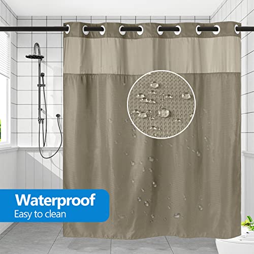 Jsver Waffle Weave Shower Curtain Machine Washable Cloth Linen Shower Curtains For Bathroom (Dark Brown) #TOP3