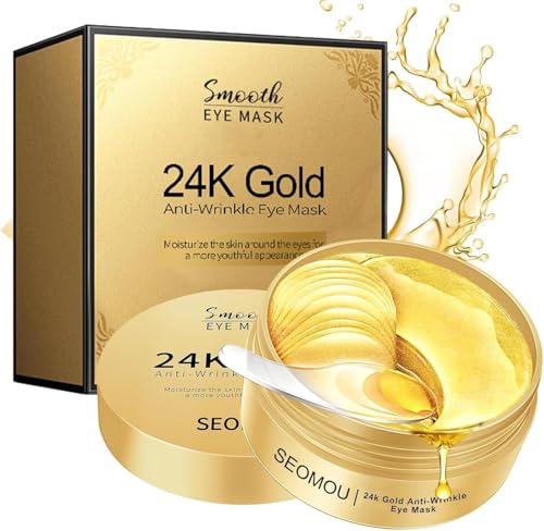 Image of Under Eye Patches for Dark Circles with 24k Gold | Pack of 60 Eye Cooling Gel Pads | Hydrogel Eye Patch Mask with Collagen for Relaxing Eyes, Reducing Puffiness & Wrinkles