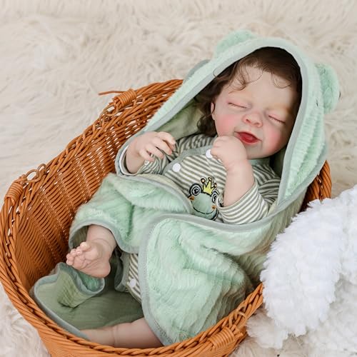 Muñeca Reborn Bebé Realista de 22 Pulgadas con Ropa de Rana miniatura 6