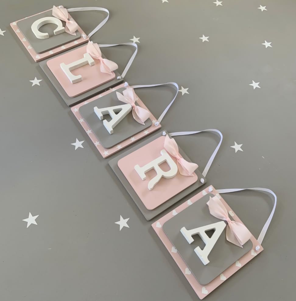 Miniatura 6 de Nursery name sign nursery letters name letters baby letters wooden baby letters name tiles sign nursery wall sign nursery wall art boys (4 tiles,