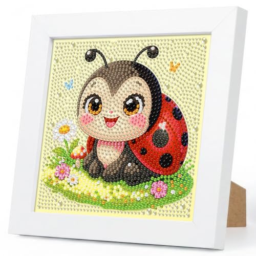 Kits de arte de diamantes para niños: el regalo creativo de mariquita con marco incluido