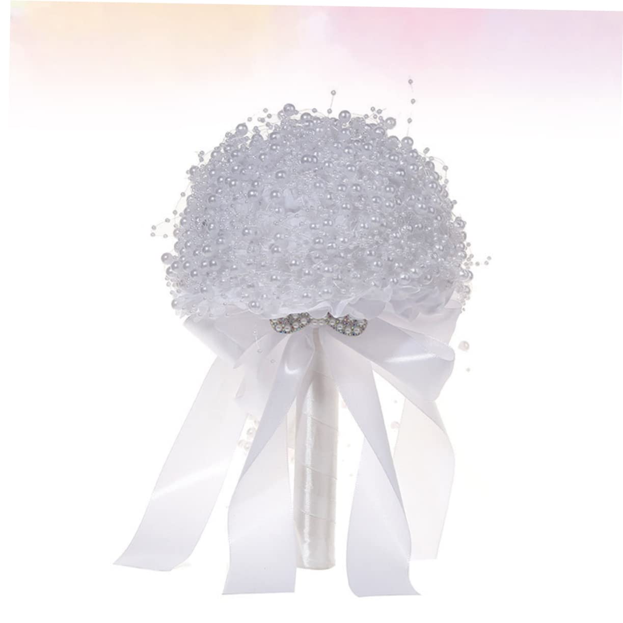 PRETYZOOM Bouquet Sposa in Perle Artificiali Bianco per Matrimonio Elegante