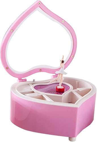 Naysku Caja de joyería musical Caja de joyería musical de corazón, caja de joyería para niñas, caja de música para niños, caja de joyería musical
