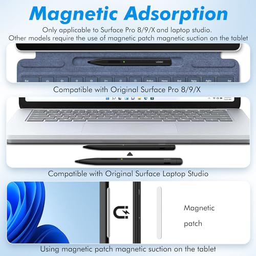 Image of Uogic Slim Pen 2 for Surface, with 4096 Pressure, Erase & Right-Click, Palm Rejection for Surface Pro (4th /5th /6th /7th /7+ /8th /9th /10th Gen), Surface Duo (1st /2nd Gen), Surface Book (1st /2nd /3rd Gen)
