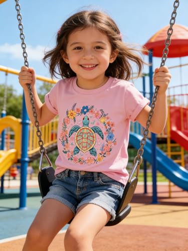 Image of Funnycokid Little Girls T Shirt for Toddler 3-7 Years Kids Tee Graphic Short Sleeve Clothes Tops