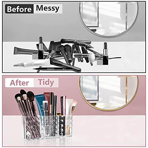 Ubitree Cosmetic Organiser, 3 Compartments Crystal Makeup Brush Holder for Eyeliners Lipstick, Mascara - Image 3
