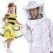 Cosplay Bee Jacket Ventilated Beekeeping Suit and 100 Pieces Small Wooden Bee for Women Men Costume Party Supplies
