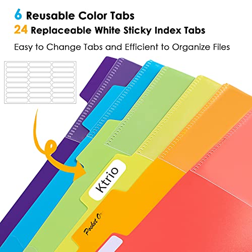 KTRIO-12-Pocket-Poly-Project-Organizer-Binder-Organizer-Spiral-Project-Folder-Multi-Pocket-Folder-Binder-with-Pockets-Letter-Size-Back-Cover-Utility-Pouch-6-Tab-Color-Dividers-School-Supplies