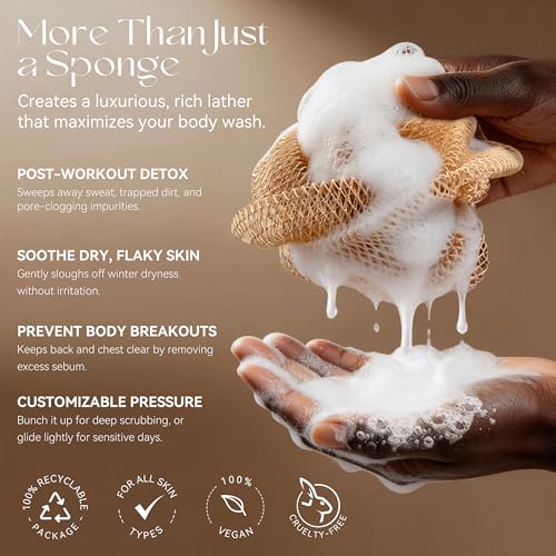 CORATED African Net Sponge Authentic, Shower Loofah Exfoliating Bath Sponge