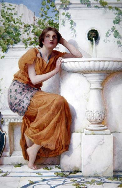 Affiche Impression Henry Ryland La Musique de la Fontaine Toile Murale Salon 60x90cm